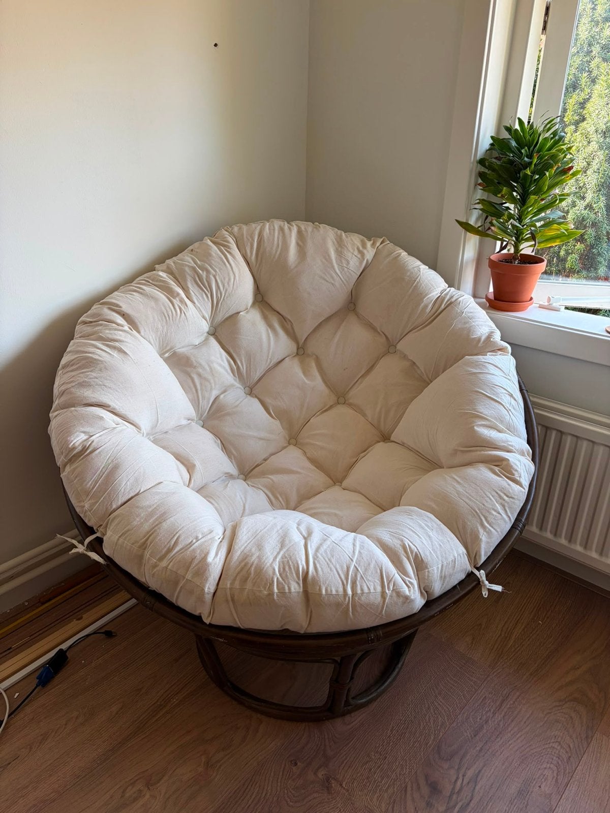 Papasan stoel met kussen, Huis en Inrichting, Gebruikt, Bruin, Riet of Rotan, Ophalen of Verzenden