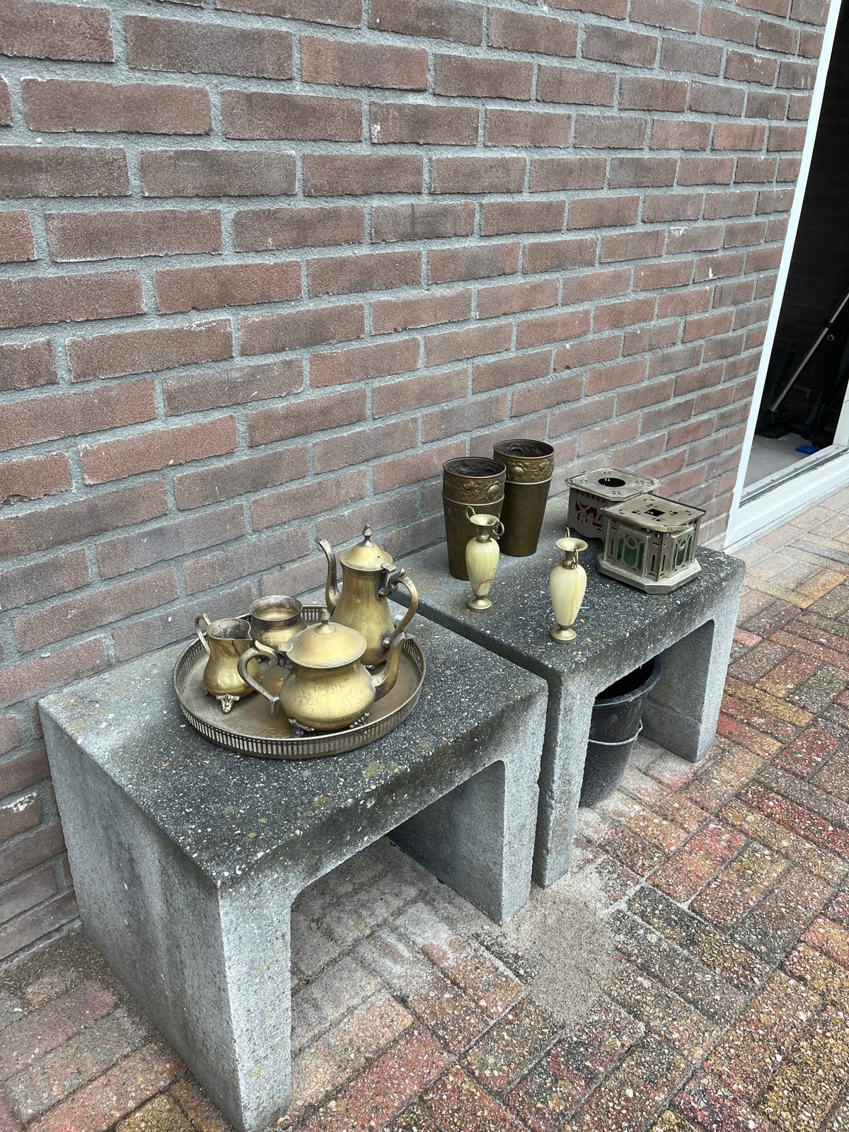 Antieke koperen en bronzen decoratie set, Ophalen, Koper