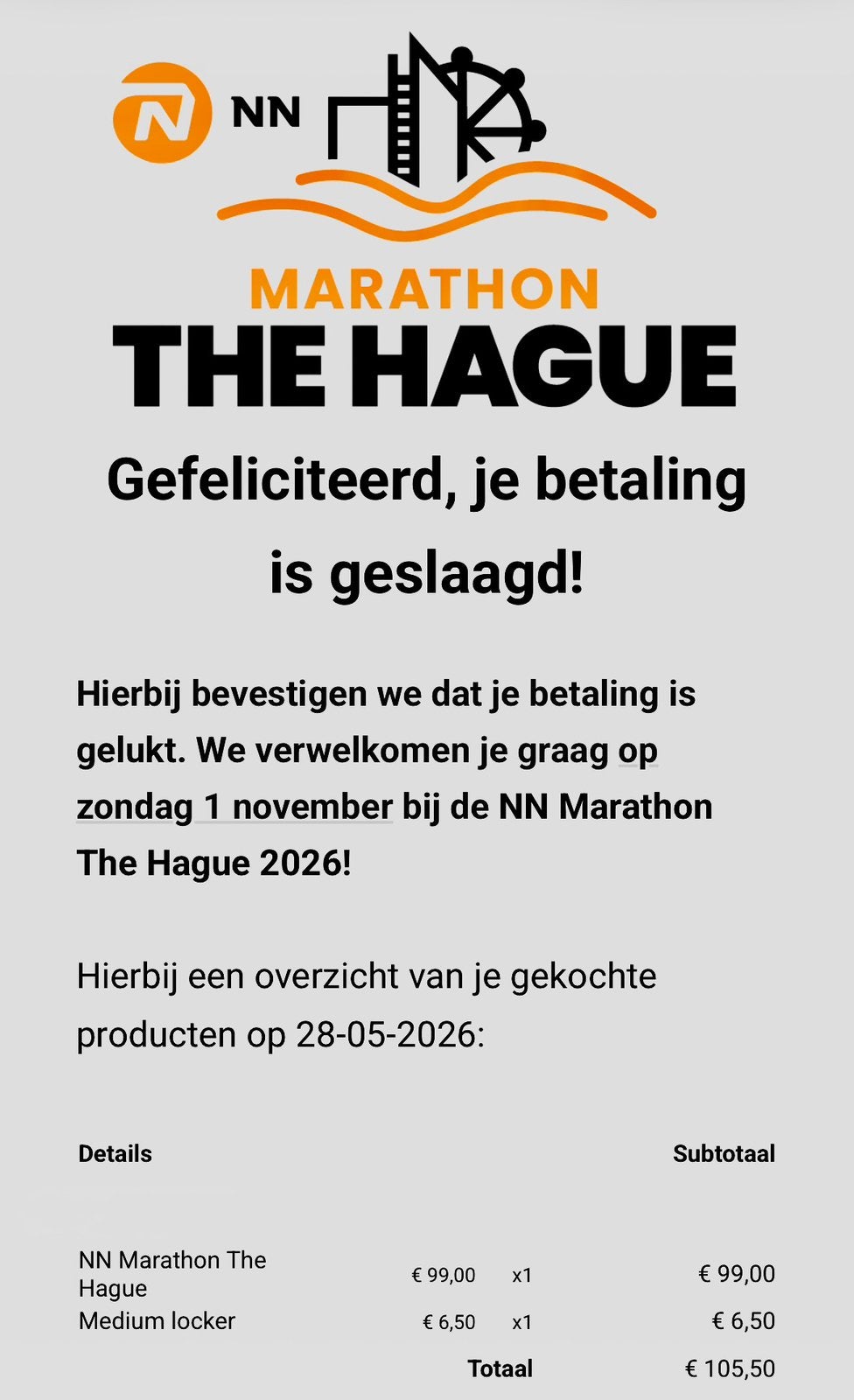 NN Marathon The Hague, Eén persoon
