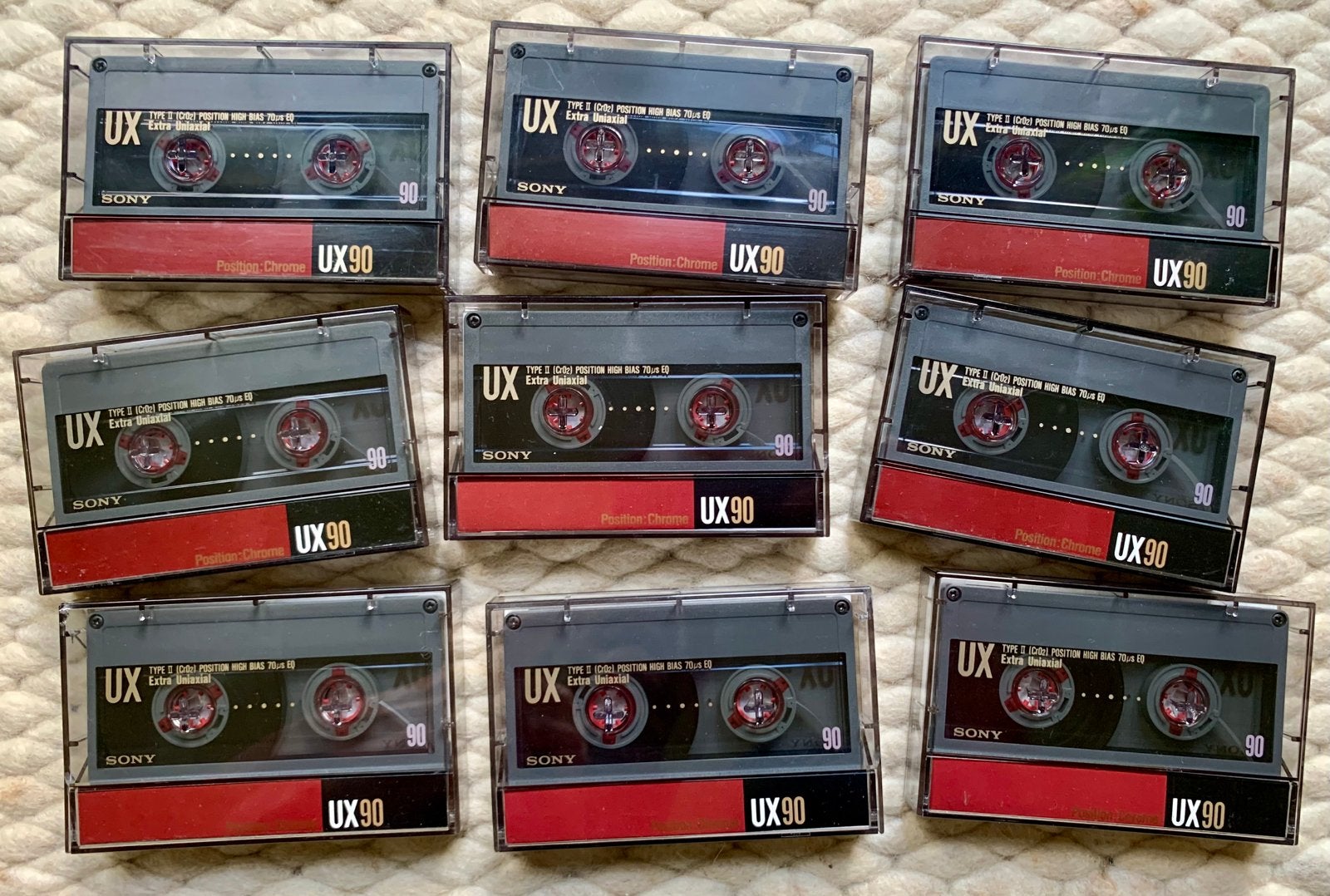 IZGST! 9x Sony UX90 1990  cassettebandjes UX-90 UX 90 C90, Gebruikt, 2 t/m 25 bandjes, Ophalen of Verzenden, Voorbespeeld