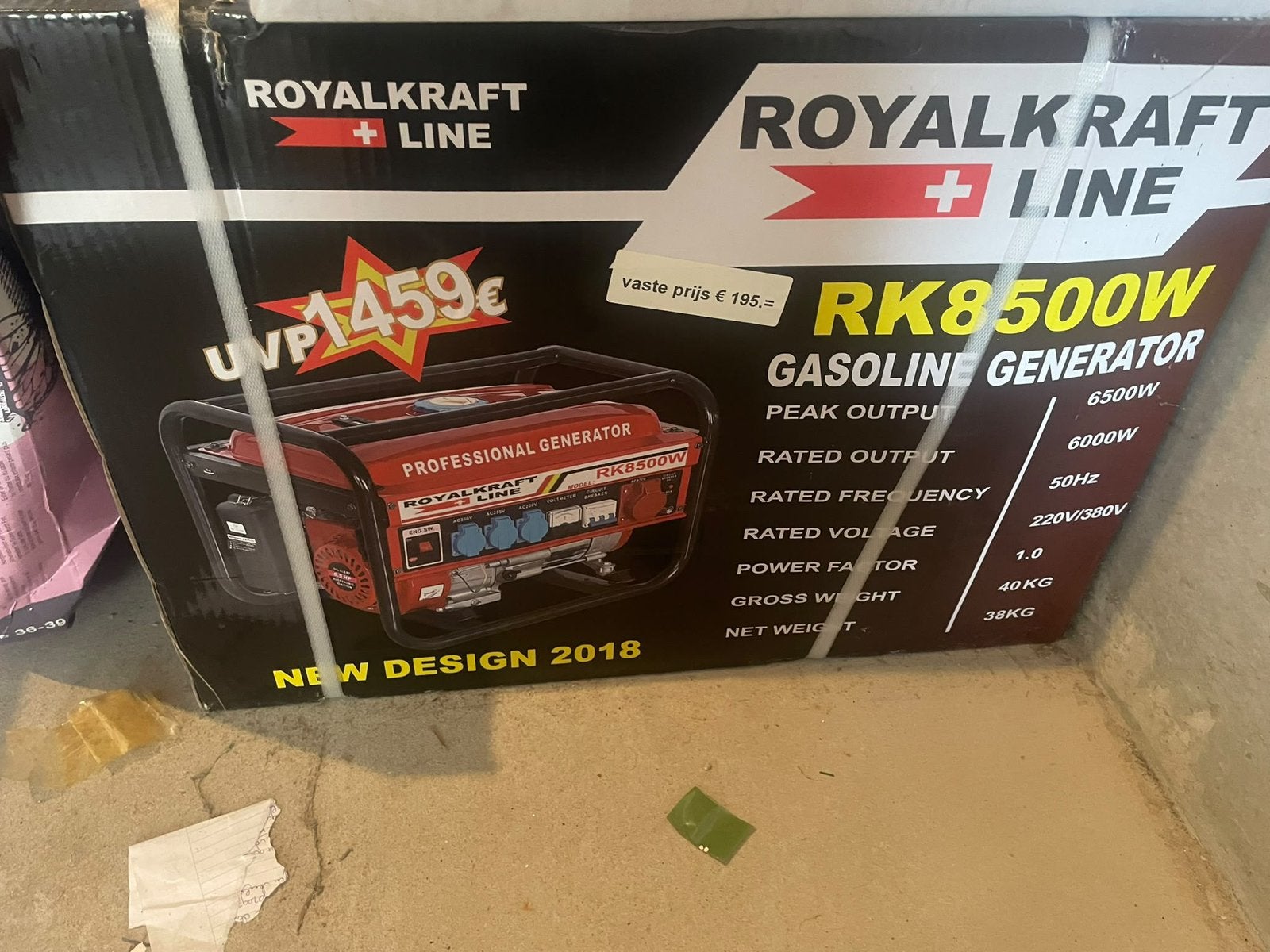 Royalkraft Line RK8500W Benzine Generator – Nieuw in doos!, Ophalen, Nieuw, Minder dan 5 kVA, Benzine