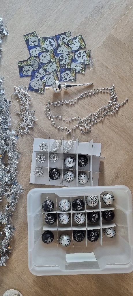 Kerstversiering zilver en zwart, Diversen, Ophalen of Verzenden