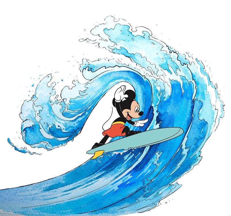 Mickey Mouse behang Surfing, Vliesbehang, Muurdeco4kids, Ophalen of Verzenden, Nieuw