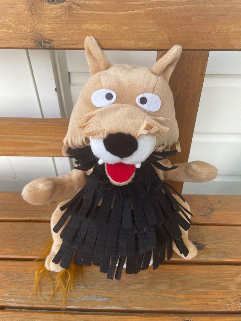 Handpop poppenkast knuffel Bor de wolf Fabeltjeskrant, Ophalen of Verzenden, Zo goed als nieuw, Overige typen