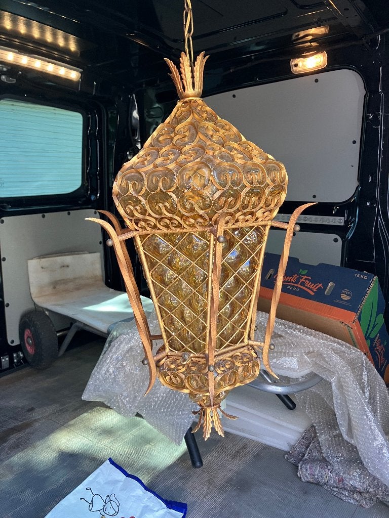Grote Venetiaanse antieke hanglamp  mondgeblazen Murano glas, Antiek en Kunst, Antiek | Lampen, Ophalen of Verzenden