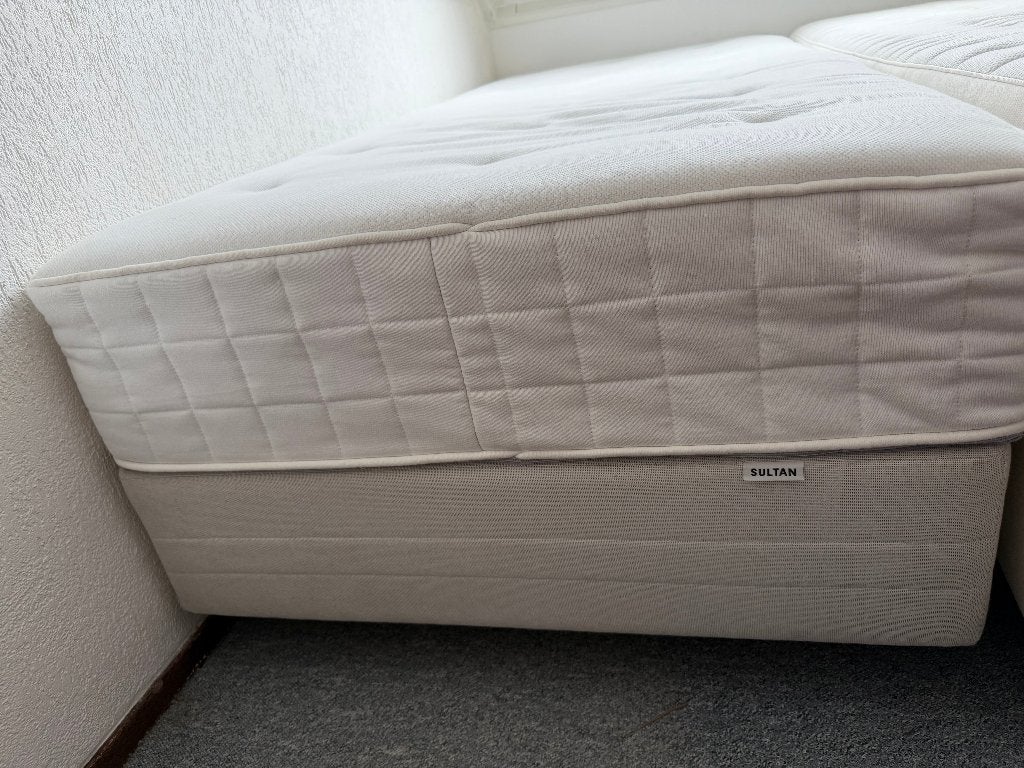 boxspring 180 (2x90), Ophalen, Gebruikt, Wit, Tweepersoons