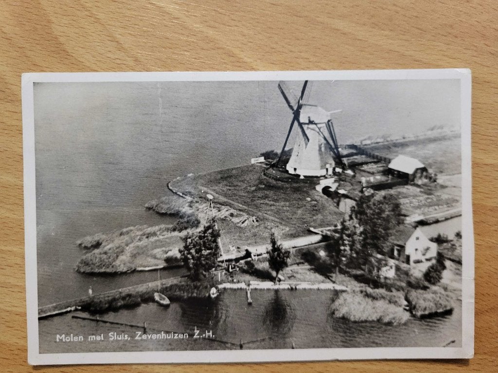 ansicht ZEVENHUIZEN Molen met sluis luchtfoto, Ophalen of Verzenden, Voor 1920, Zuid-Holland
