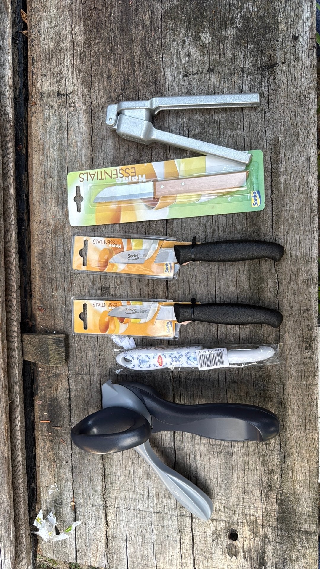 Tupper blik opener en keuken messen enz., Ophalen of Verzenden, Zo goed als nieuw, Rvs of Chroom
