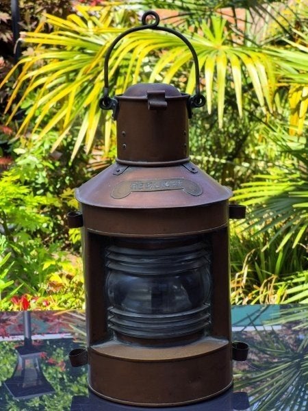 koperen heklicht, schip lantaarn, scheepslamp, ankerolielamp, Verzamelen, Ophalen of Verzenden, Gebruikt, Motorboot of Zeilboot