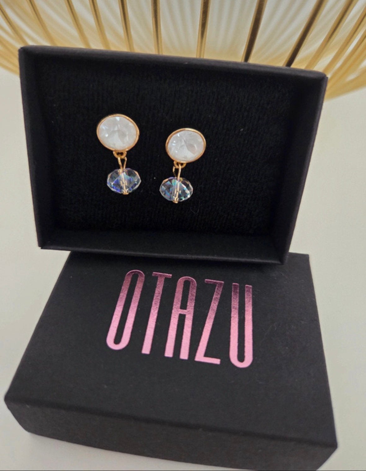 Otazu 24 k verguld gouden Swarovski oorbellen, Sieraden, Tassen en Uiterlijk, Ophalen of Verzenden, Nieuw, Goud, Overige materialen