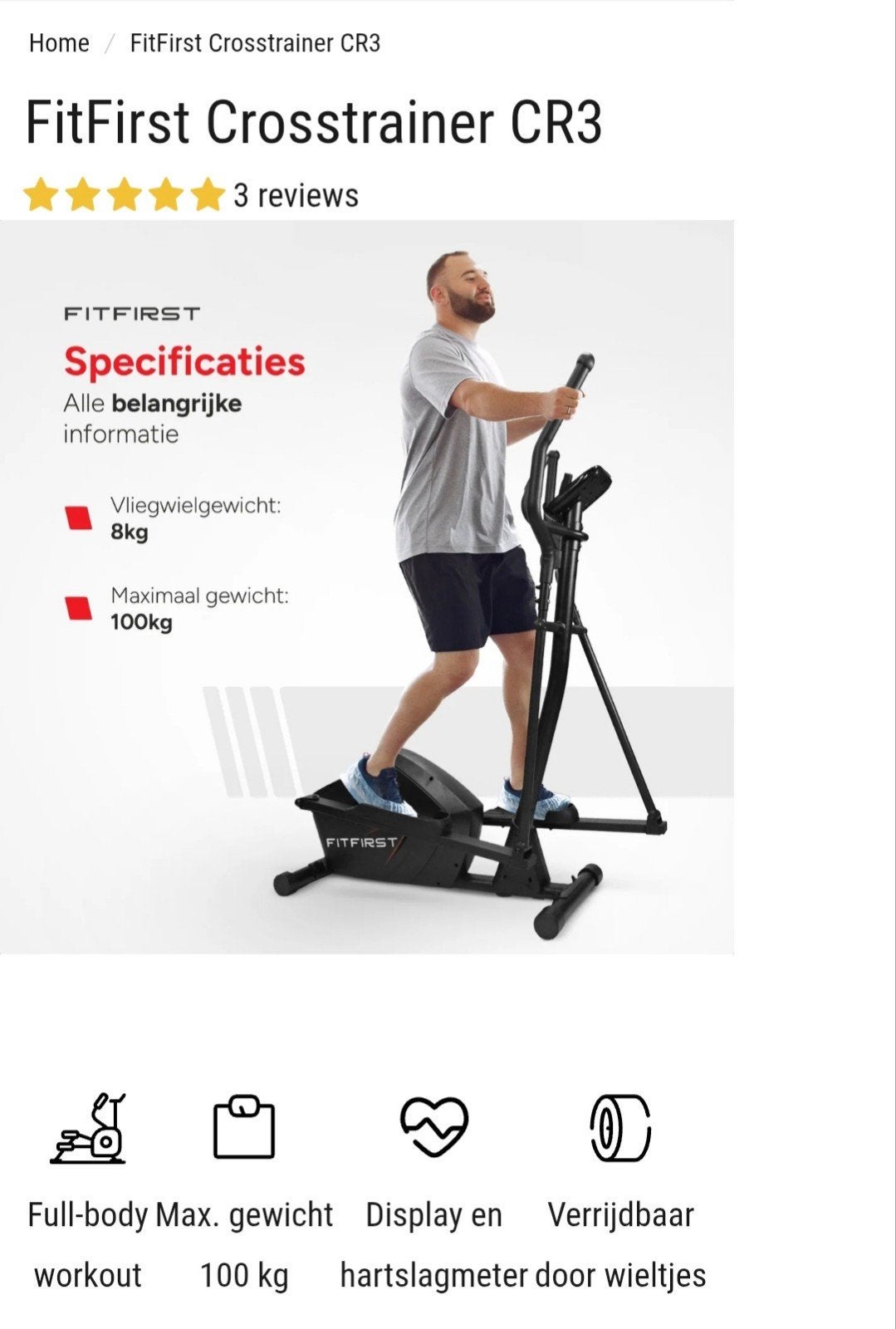 FitFirst Crosstrainer CR3 - Kopen of Ruilen voor spinningfie, Ophalen, Benen, Zo goed als nieuw, Crosstrainer