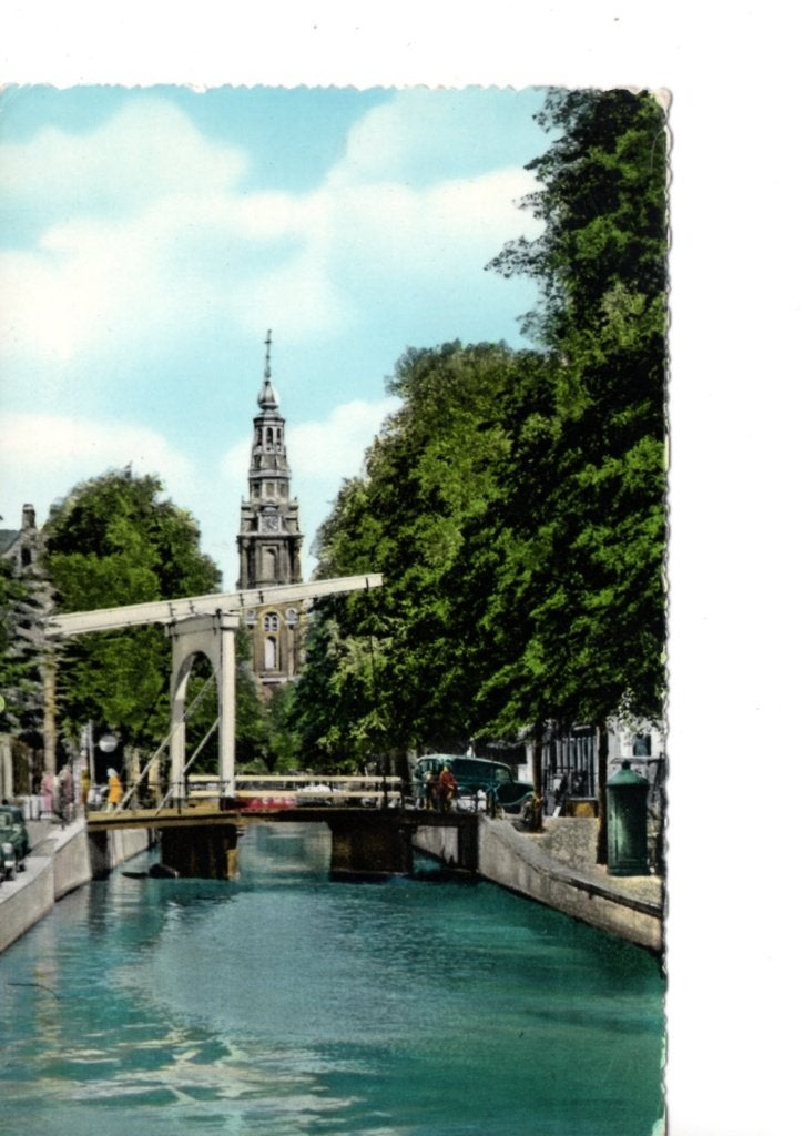 Amsterdam. Ansichtkaart. Groenburgwal met Zuiderkerk. 1958, Ophalen of Verzenden, 1940 tot 1960, Gelopen, Noord-Holland