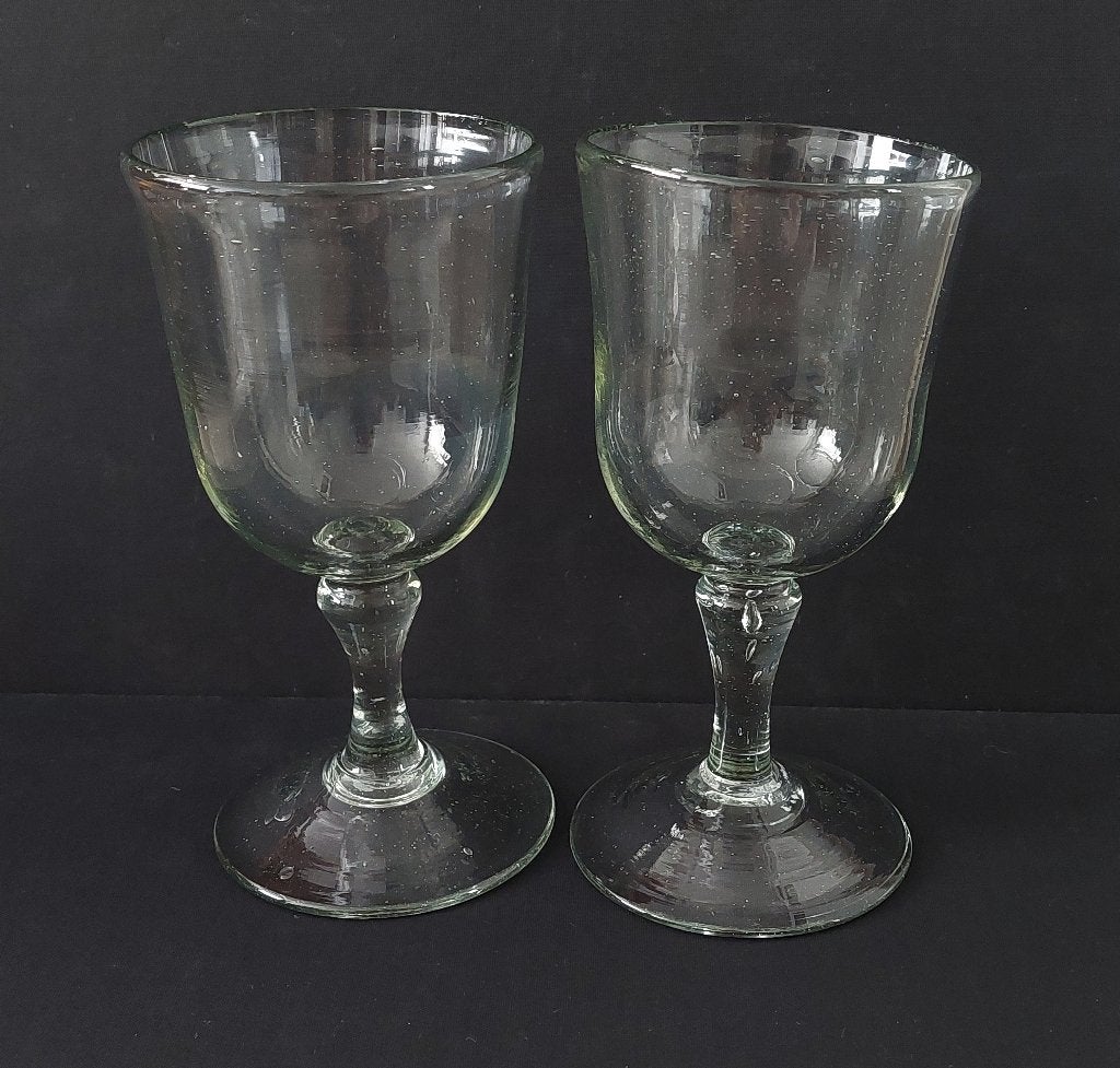 Mondgeblazen kelkglazen - 2 stuks, Antiek en Kunst, Antiek | Glas en Kristal, Ophalen of Verzenden