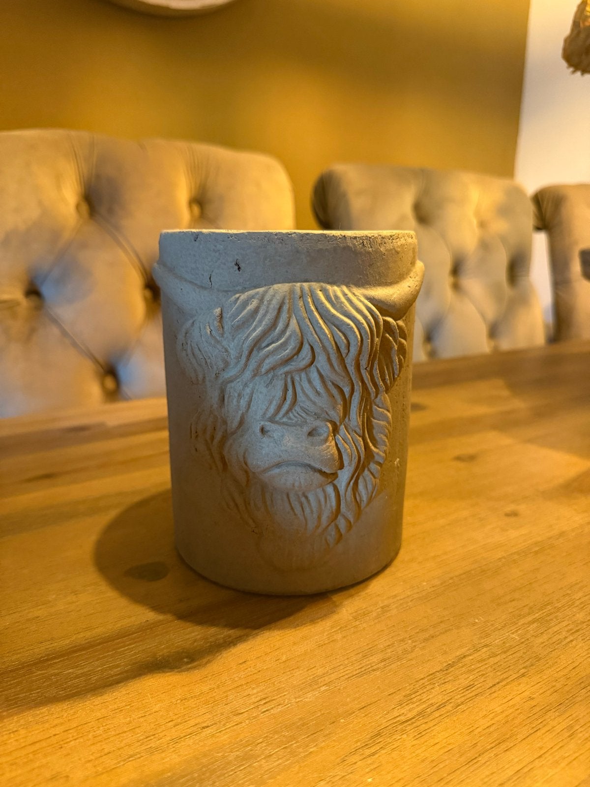 Brynxz pot met hooglander - Nieuw, Tuin en Terras, Rond, Ophalen of Verzenden, Beton, Binnen
