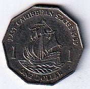 1  dollar  1989  East Caribian States km. 20 ( 1,00 ), Ophalen of Verzenden, Noord-Amerika, Losse munt