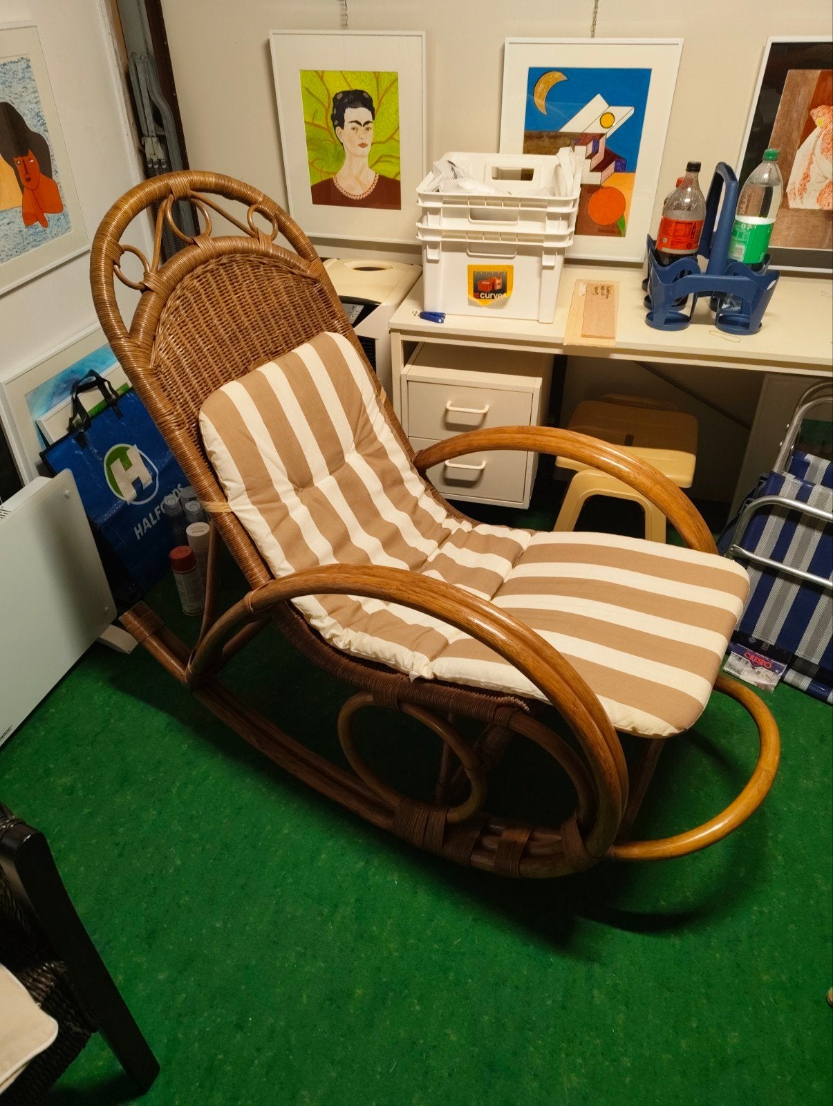 Rieten schommel stoel, Tuin en Terras, Ligbedden, Ophalen, Rotan