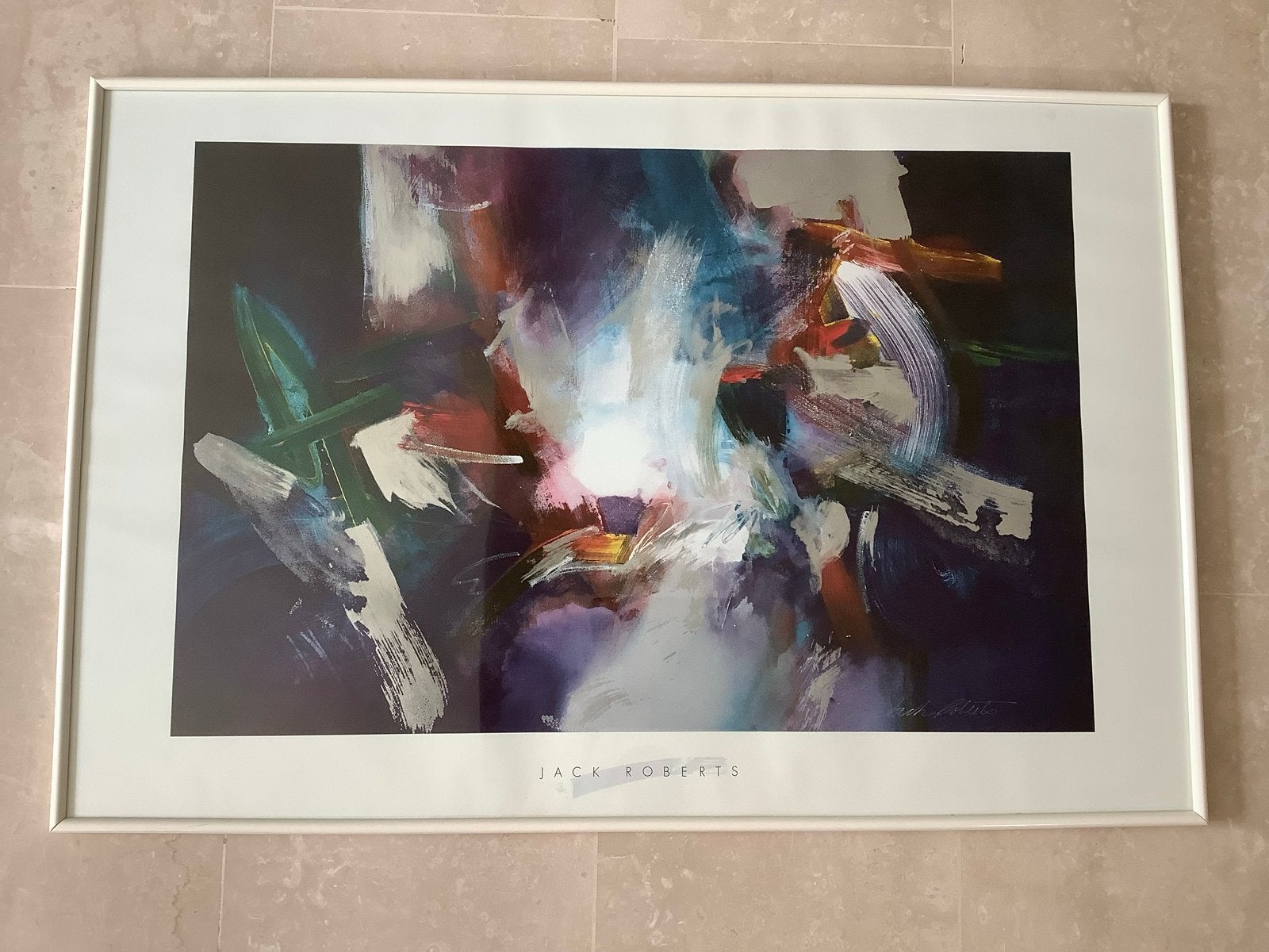Abstracte kunstprint Jack Roberts ingelijst, Ophalen
