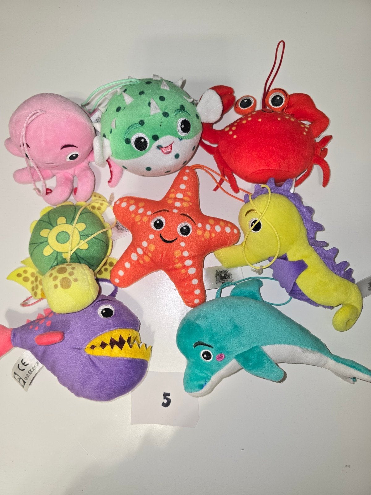 Leuke knuffels van zeedieren - 8 stuks, Ophalen of Verzenden, Gebruikt, Meerkleurig, Klein (minder dan 20 cm)