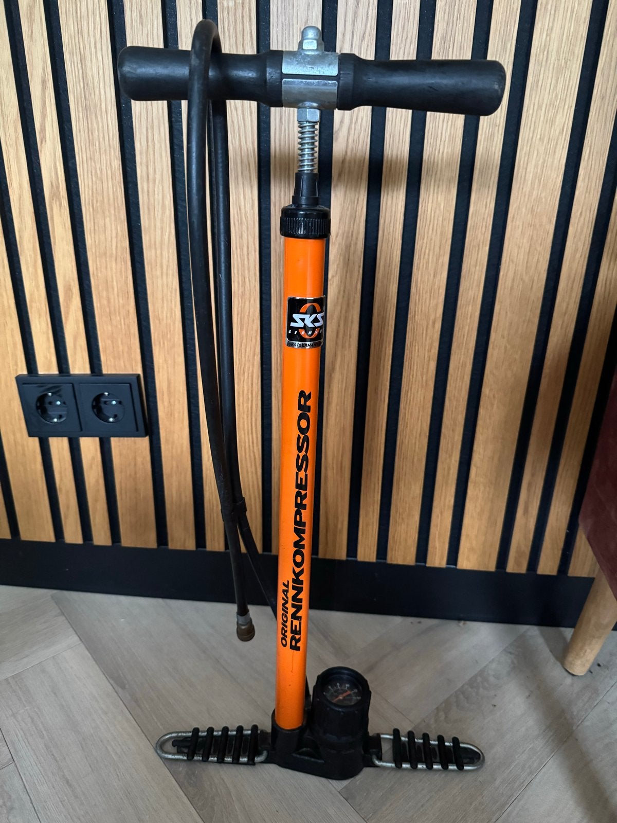 SKS Rennkompressor vloerpomp met drukmeter fietspomp, Ophalen, Drukmeter, Gebruikt