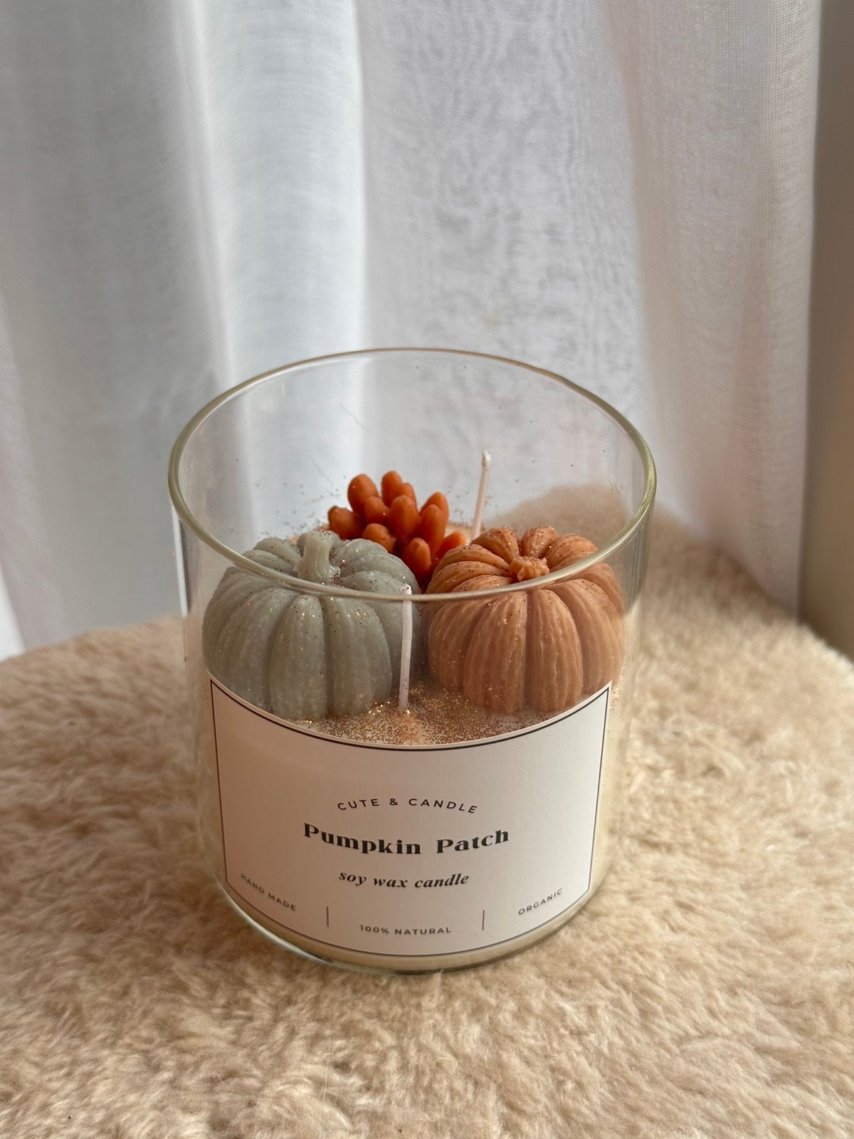 Pompoen Soj Wax Kaars in Glas, 8 cm, Nieuw, Oranje, Ophalen of Verzenden