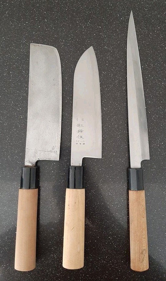 Set van 3 originele gebruikte Japanse messen, Ophalen of Verzenden