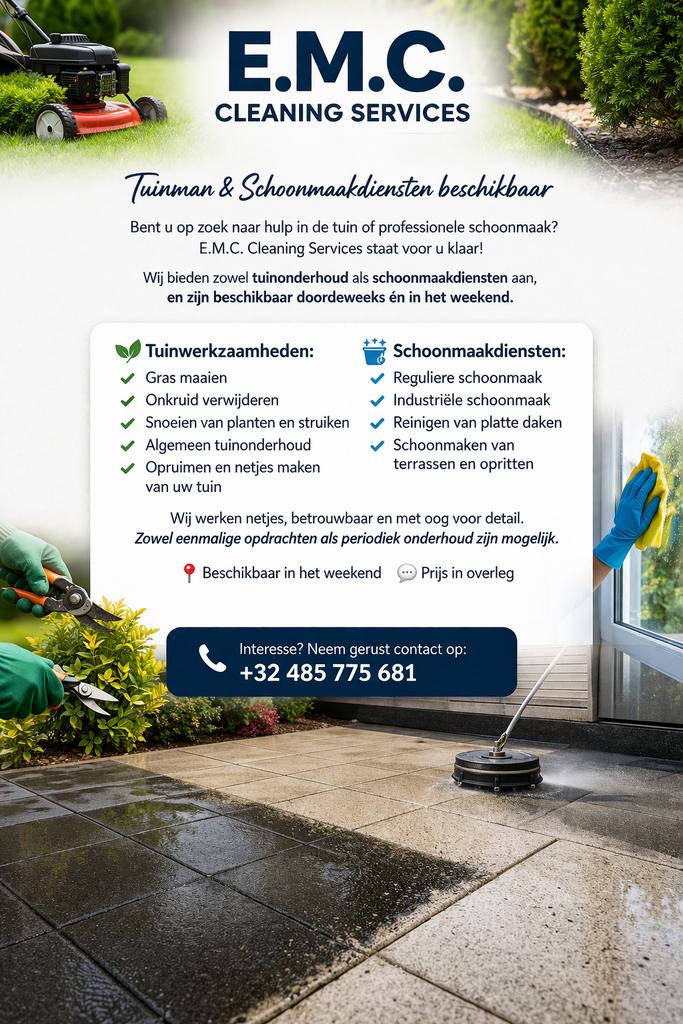 Schoonmaak en tuinman, Vacatures