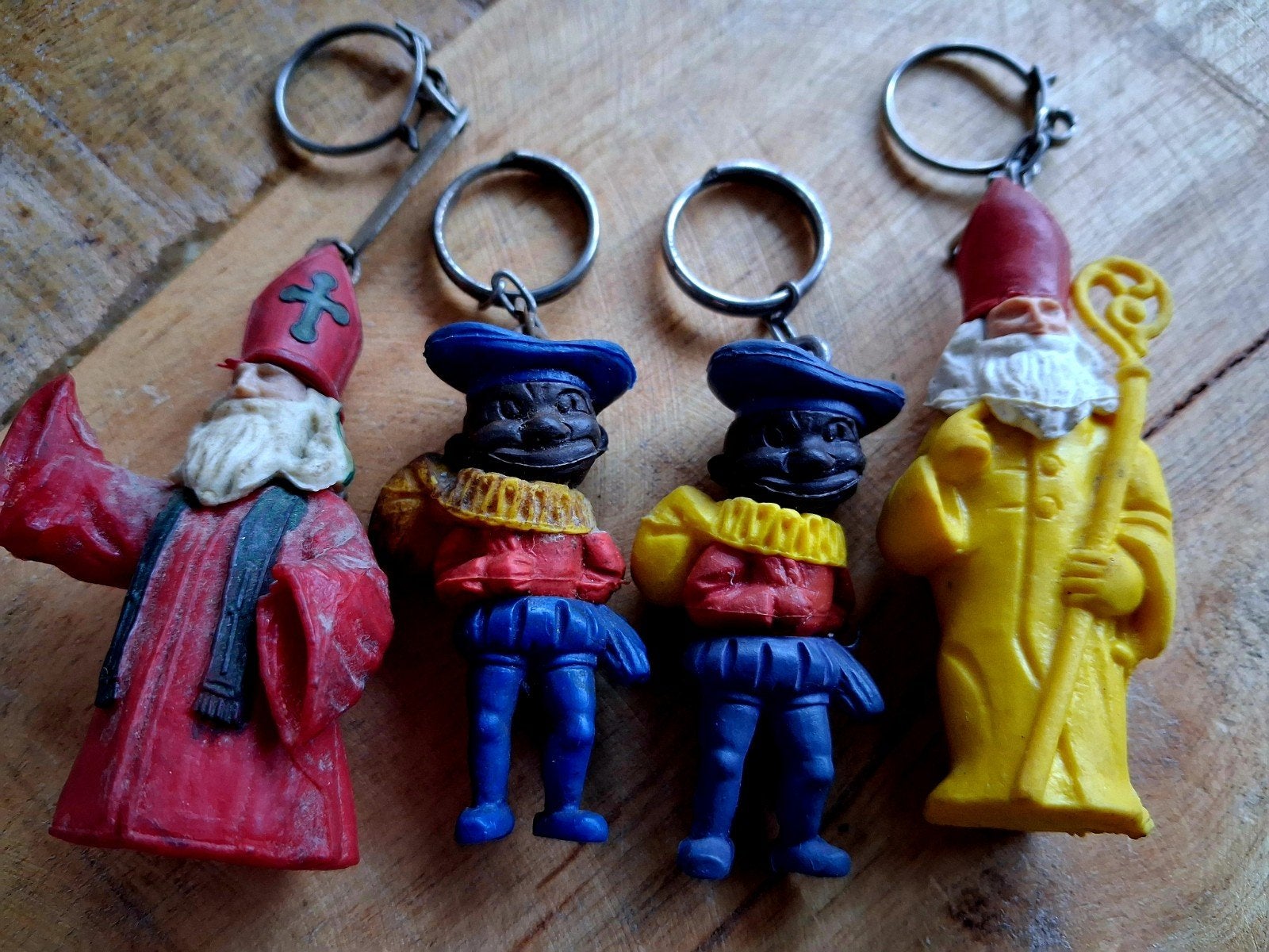 Vintage set Sleutelhangers ZELDZAAM Sinterklaas + Pieten, Ophalen of Verzenden, Gebruikt
