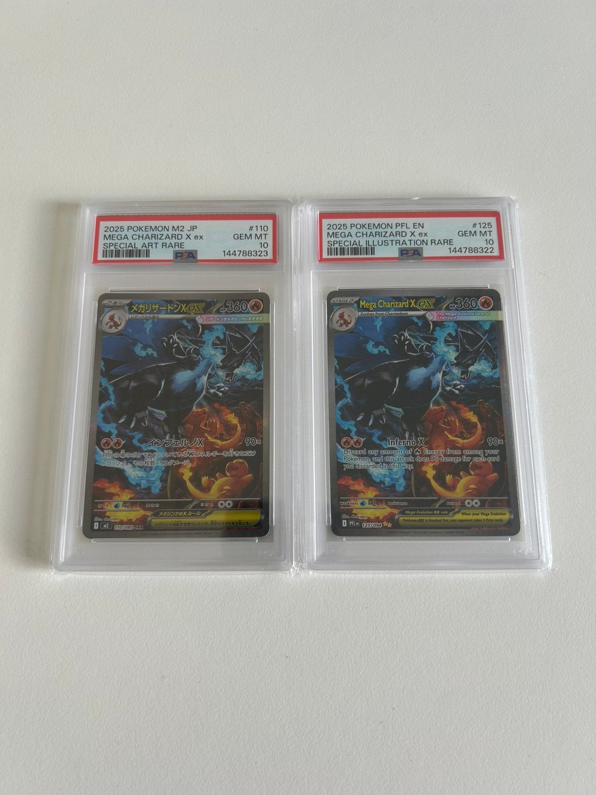 Mega Charizard X 110 jp en 125 eng PSA 10 set, Hobby en Vrije tijd, Verzamelkaartspellen | Pokémon, Ophalen of Verzenden, Zo goed als nieuw