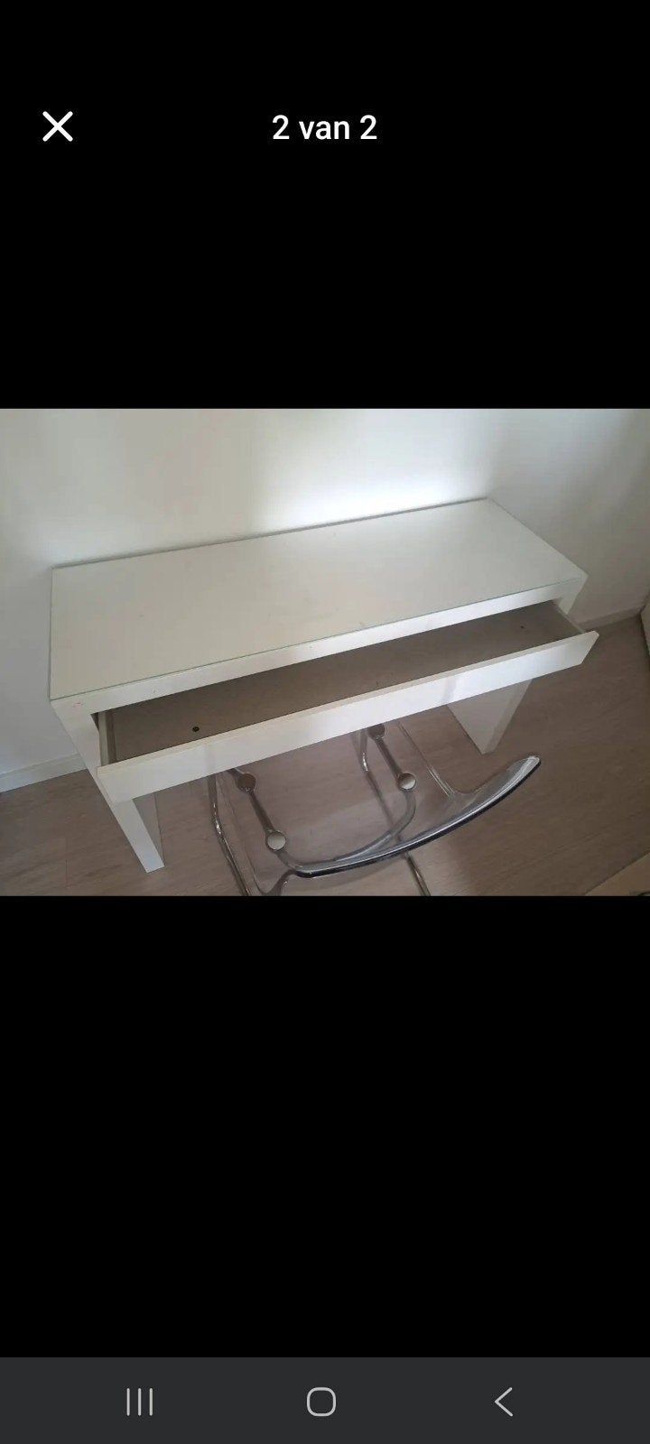IKEA Malm Kaptafel met glazen blad en stoel, Huis en Inrichting, Tafels | Kaptafels, Gebruikt, 100 tot 150 cm, Ophalen of Verzenden