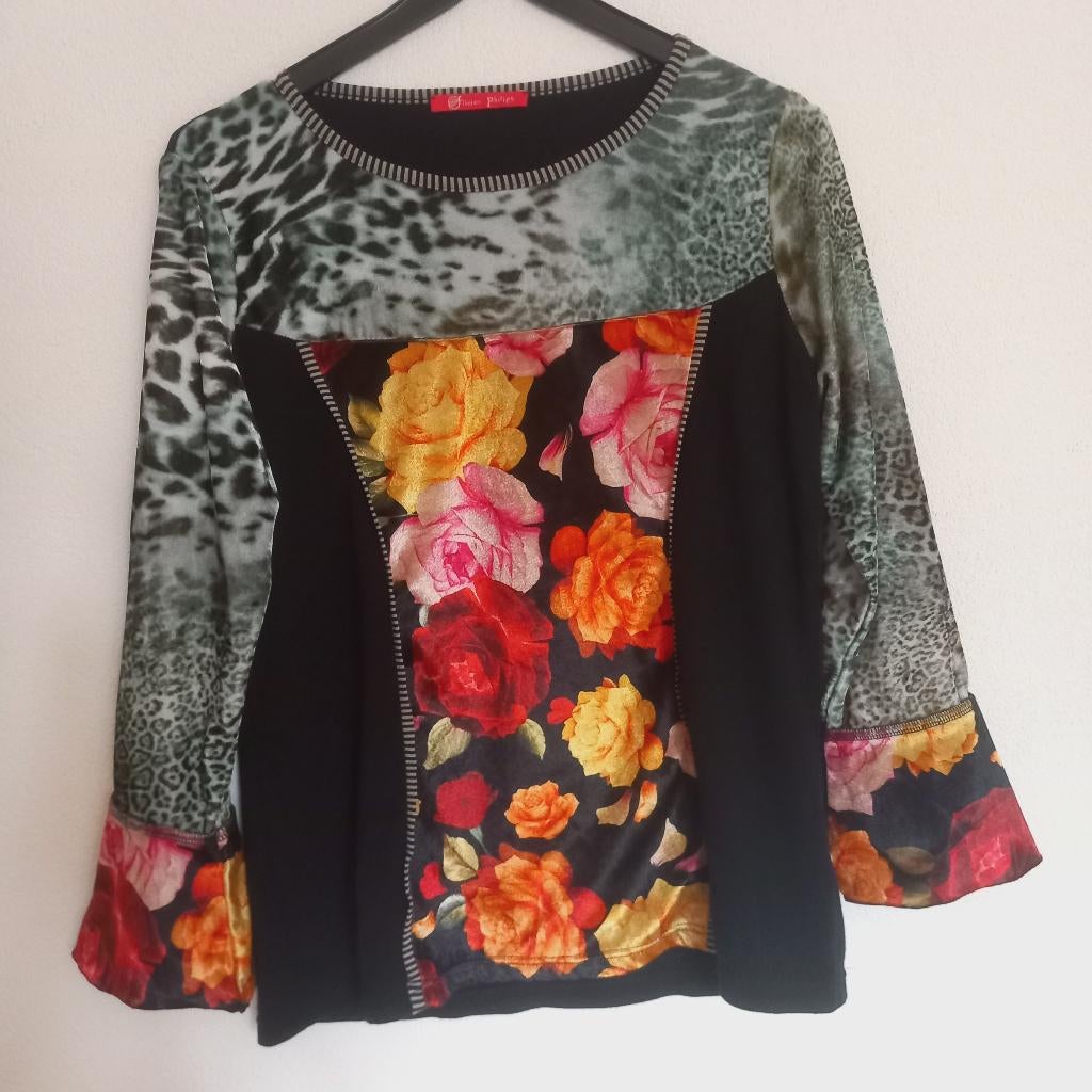 Oliver Philips.Twinset. Top (lange mouw) en vest. Maat 42, Kleding | Dames, Olivier Philips, Zwart, Maat 42/44 (L), Ophalen of Verzenden