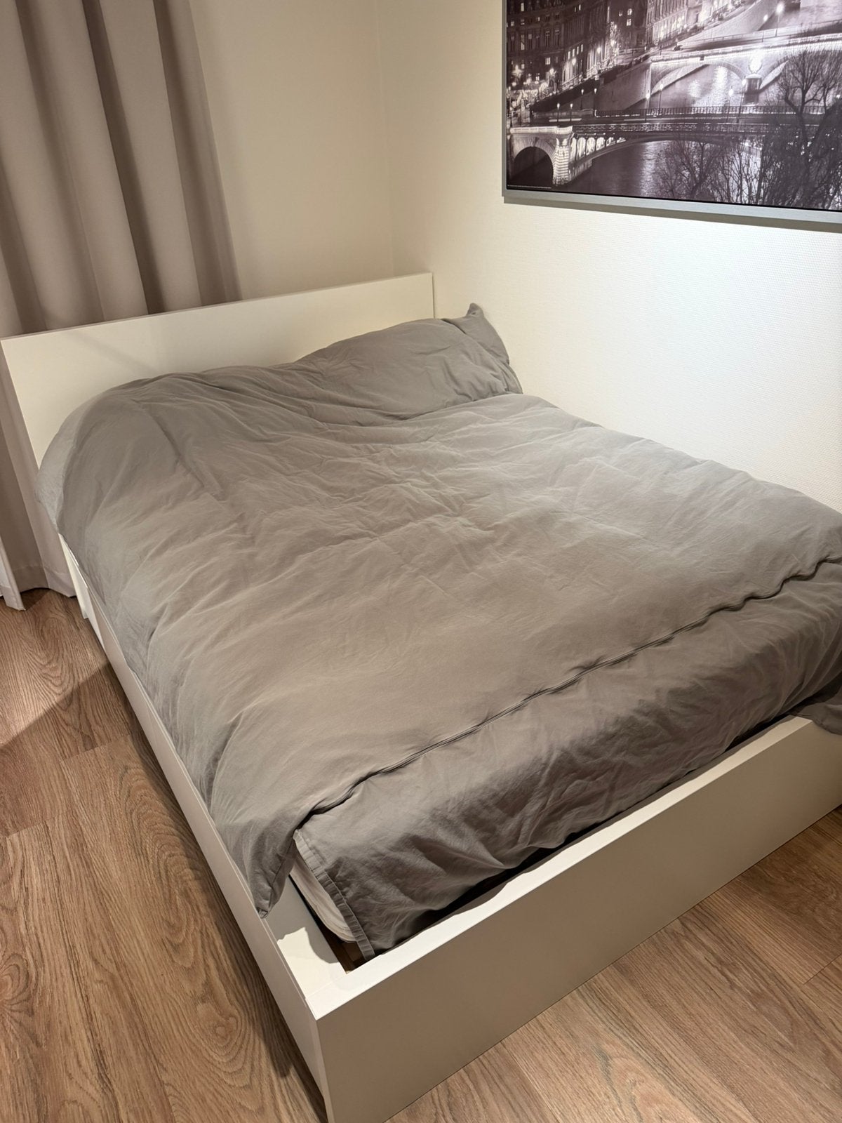 Malm bed wit 140x200cm + matras + 2 bedlades en lattenbodems, Huis en Inrichting, Slaapkamer | Bedden, Ophalen, Wit, Tweepersoons