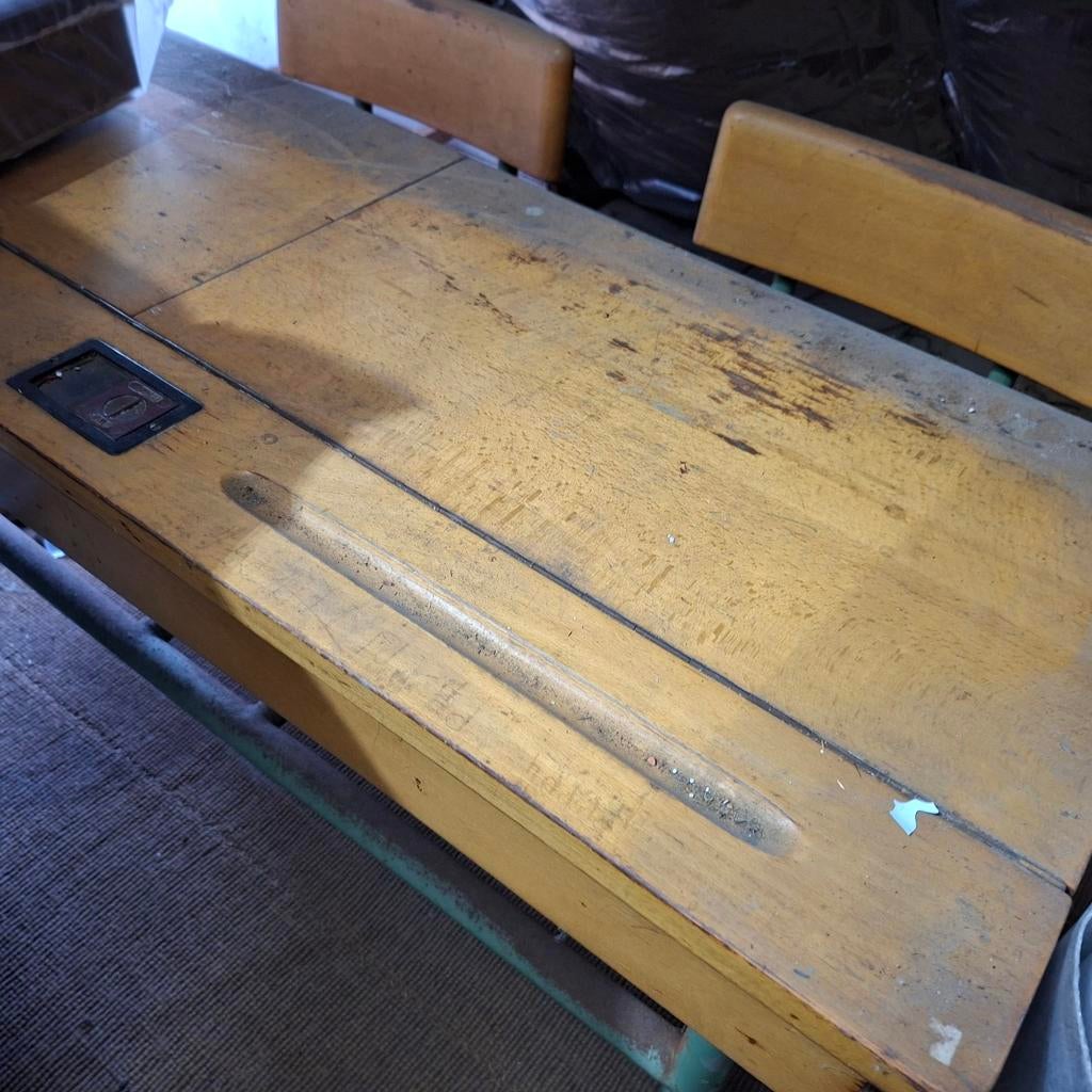 Vintage op te knappen( schilderen/poets) schoolbank hout, Ophalen, Huis en Inrichting