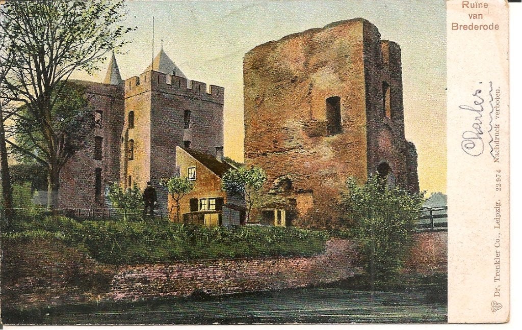 Oude Ansichtkaart Ruïne van Brederode Santpoort, Ophalen of Verzenden, Voor 1920, Gelopen, Noord-Holland