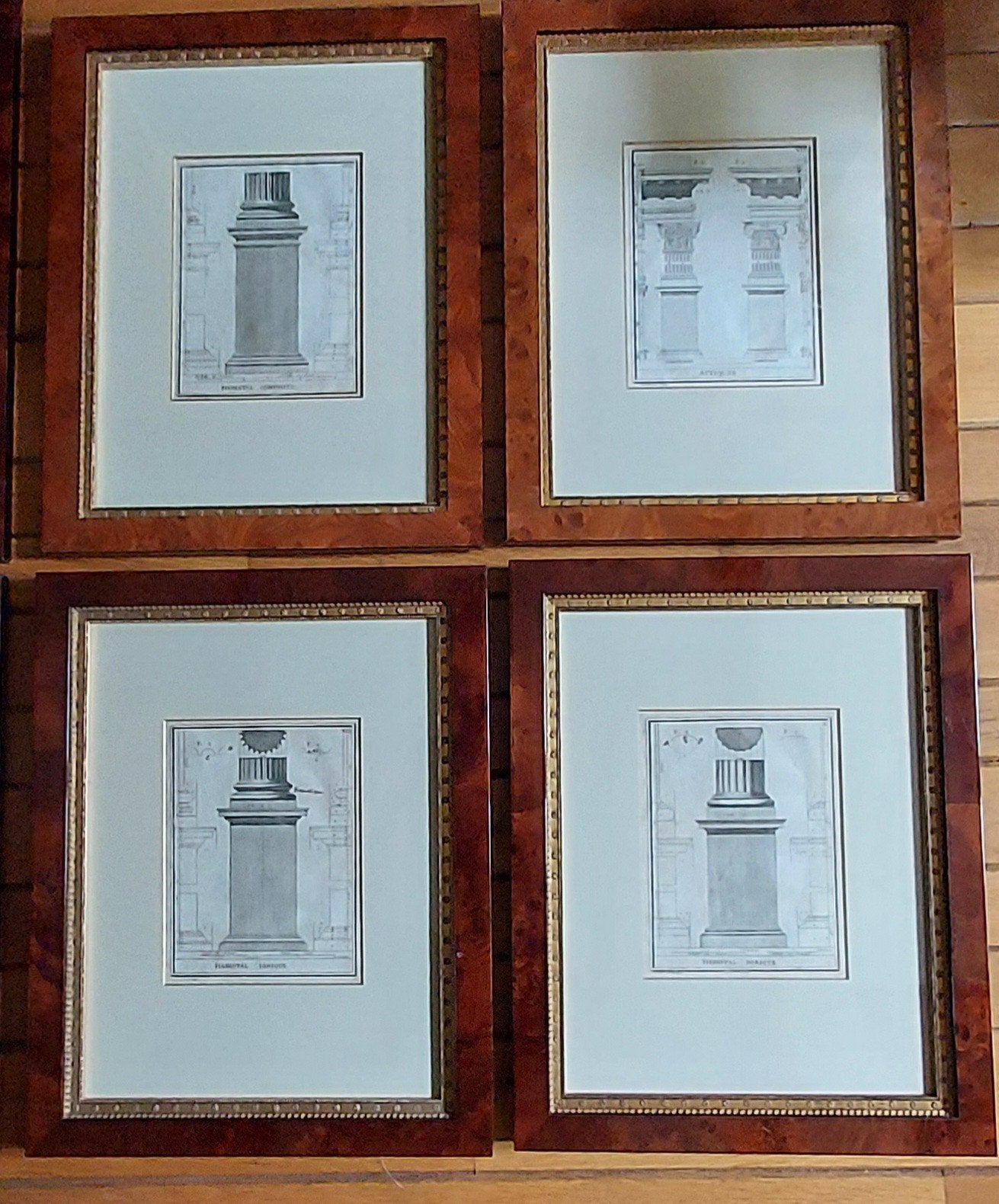 4 Antieke 18e-eeuwse Architectuur Gravures (J.R. Lucotte) i, Gesigneerd in de plaat, Ophalen, Gravure