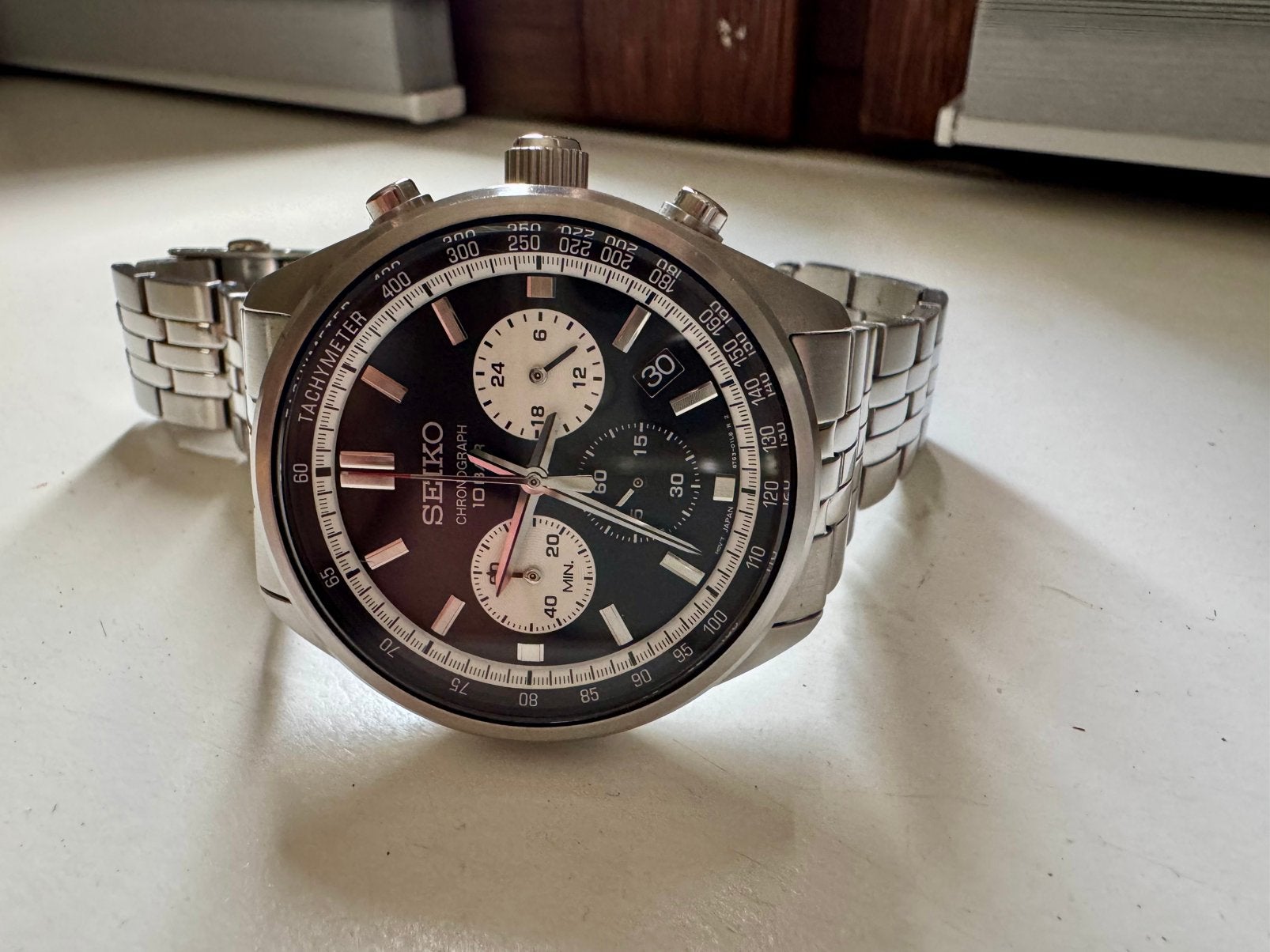 Seiko Chronograph panda (referentie SSB429P1) full set, Sieraden, Tassen en Uiterlijk, Horloges | Antiek, Seiko, Staal, Met bandje