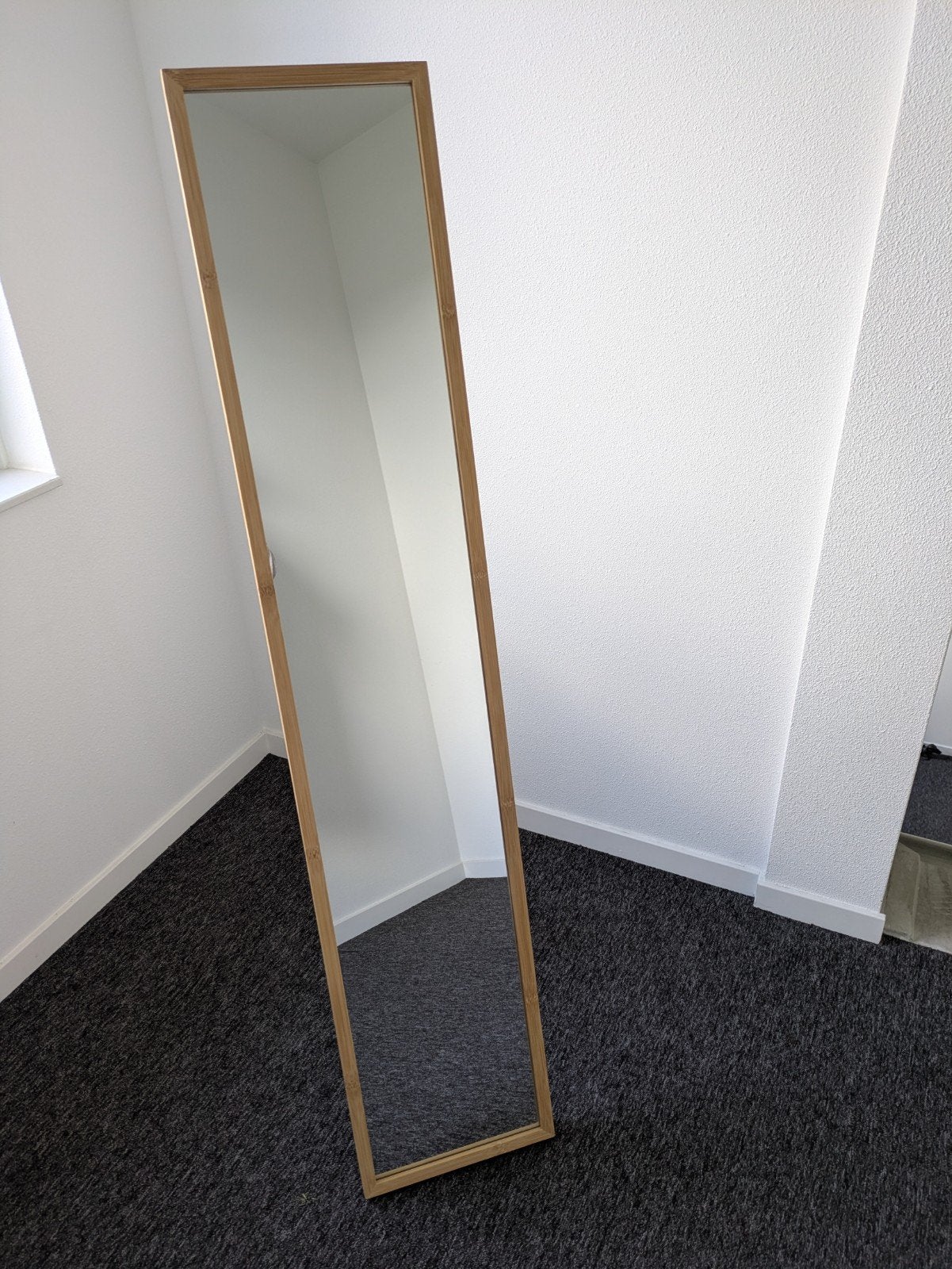 Ikea Värsnäs 35 x 150 spiegel met bamboe lijst, opklapbaar, Ophalen, Minder dan 50 cm, 100 tot 150 cm, Zo goed als nieuw