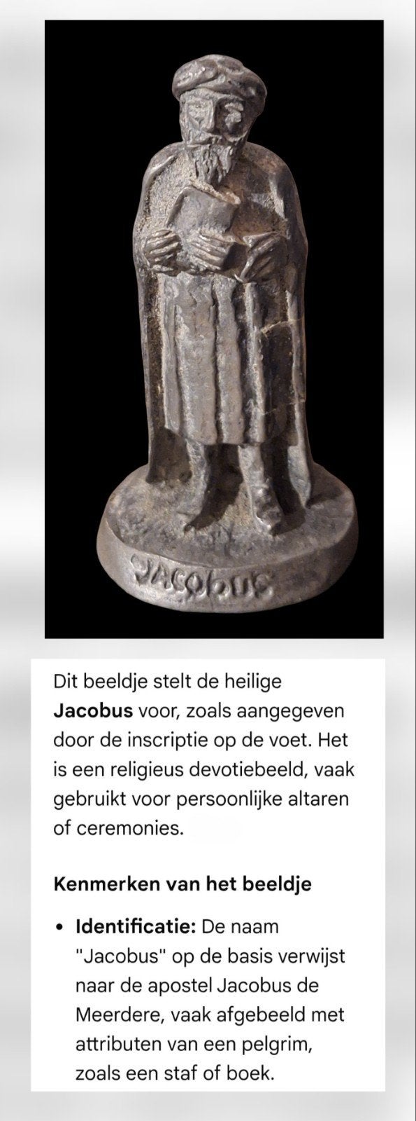 Antiek Devotiebeeldje Heilige Jacobus - Religieuze Kunst, Antiek en Kunst, Ophalen of Verzenden