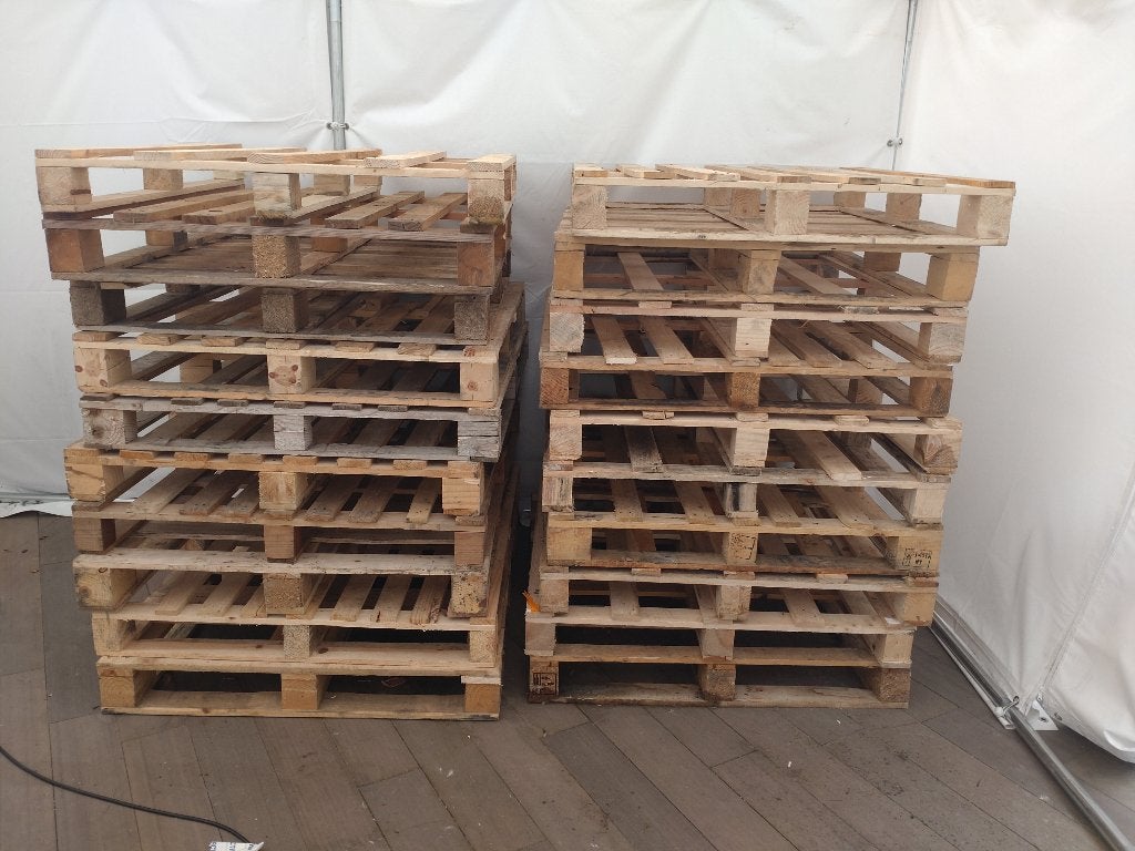 20 pallets, droog opgeslagen, Doe-het-zelf en Verbouw, Hout en Planken, Ophalen, Gebruikt, 50 mm of meer, Pallet