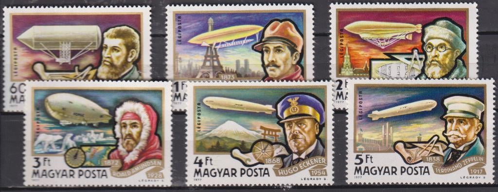 Hongarije 1977 Zeppelin's, Verzenden, Postfris, Vliegtuigen