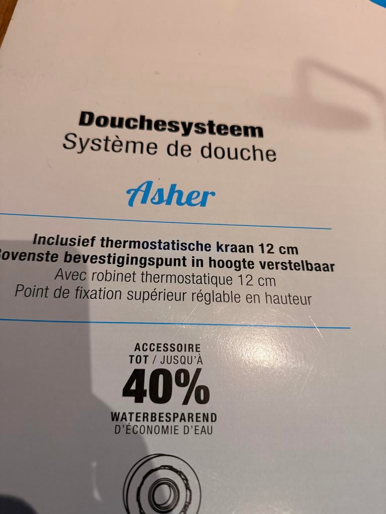 Douchesysteem Asher - Thermostatische kraan, Ophalen, Nieuw, Met douche