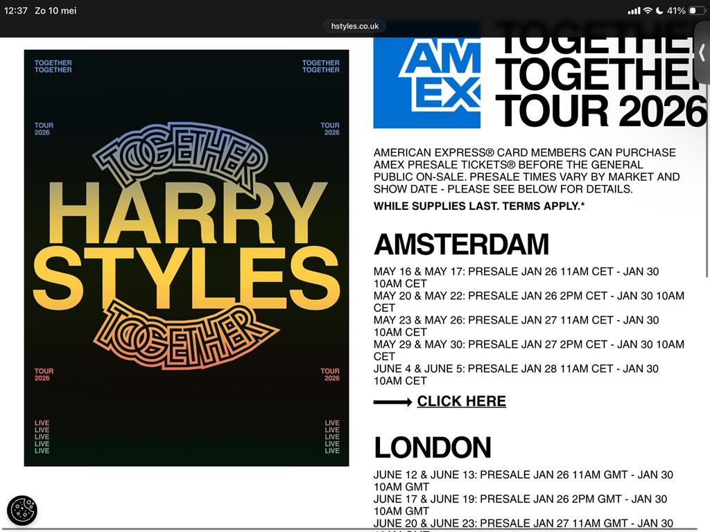 Rear ga kaarten harry styles 29 mei, Twee personen