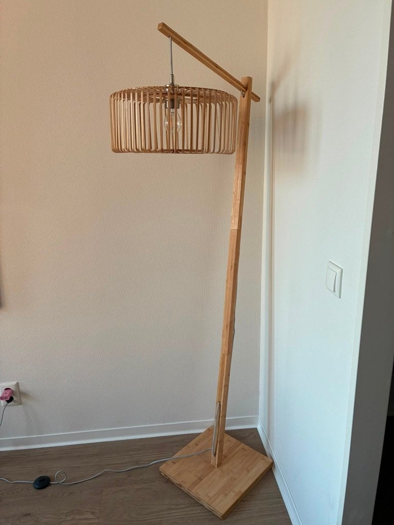 Bamboe vloerlamp, Ophalen, Natuurlijk materiaal, E27 (groot), Zo goed als nieuw