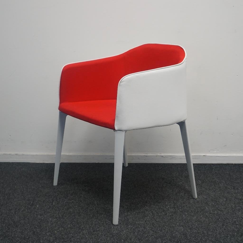 Pedrali Laja 885 Design Stoelen | Wit / Rood | Leer / Stof, Gebruikt, -, -, Ophalen of Verzenden