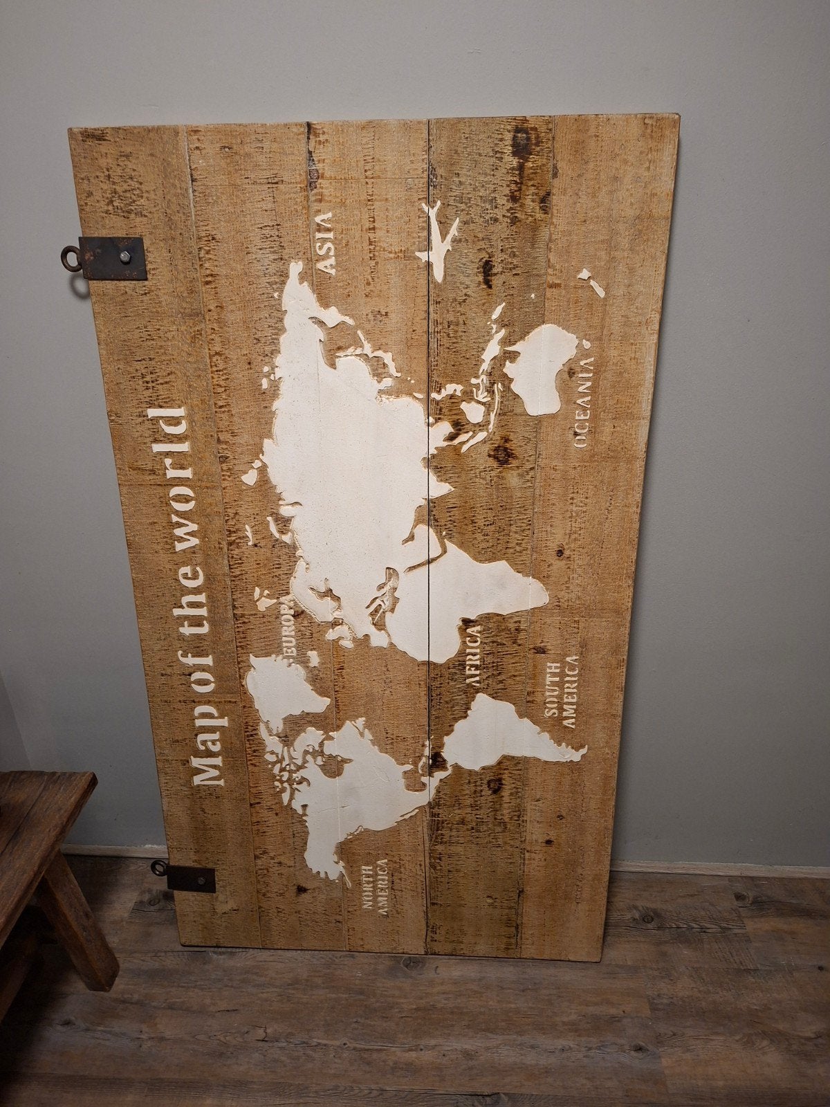 Houten wereldkaart wanddecoratie - Vintage stijl, Ophalen, Gebruikt, Hout, Vintage