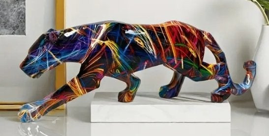 Tafeldecoratie Luipaard hars, 9 cm, Meerkleurig, Kunststof, Modern