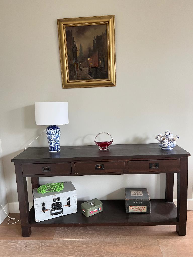 Houten sidetable, Gebruikt, Eikenhout, 150 tot 200 cm, Antiek