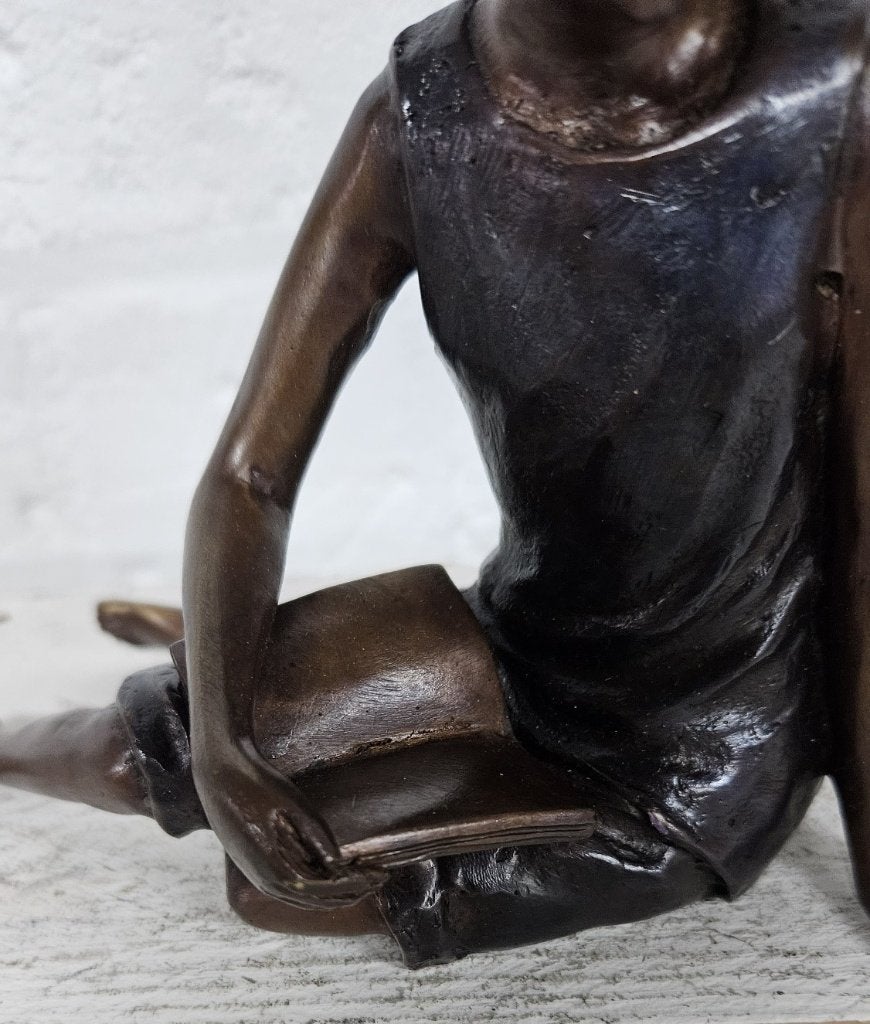 Bronzen beeld/ LEZEND MEISJE, Ophalen of Verzenden, Brons, Beeld, Vrouw