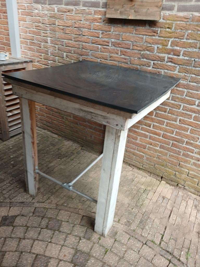 Steigerhouten statafel met steigerbuis gratis, Ophalen, Gebruikt