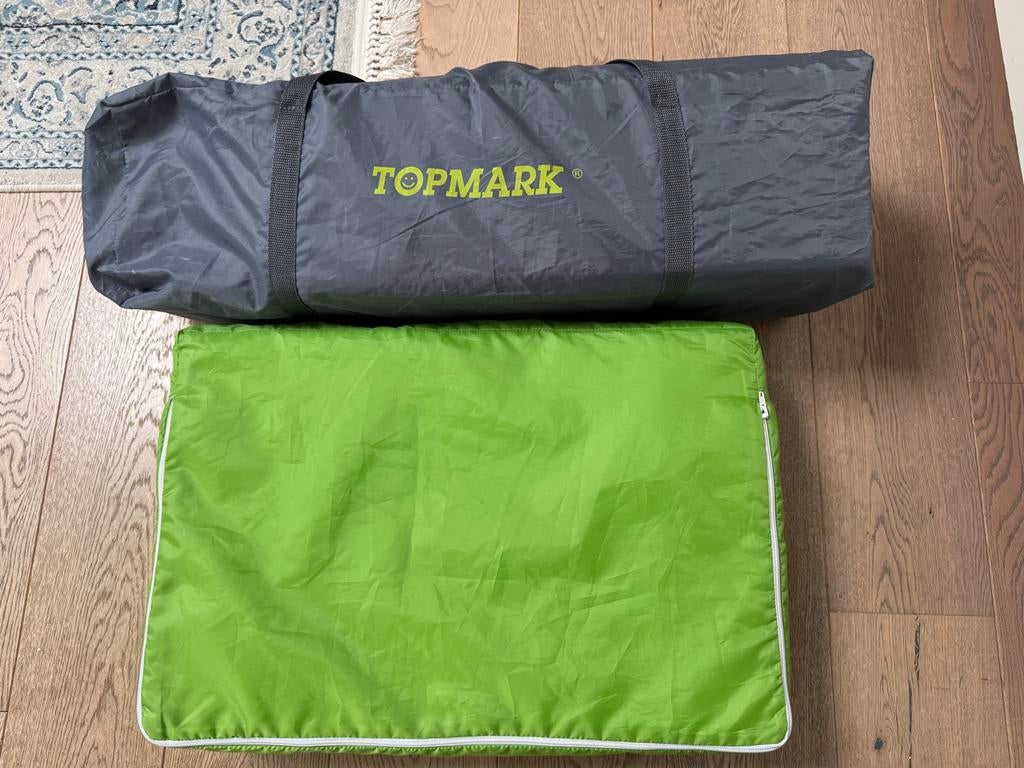 Topmark Campingbedje lime groen met grijs, Ophalen, Gebruikt, Reisbedje