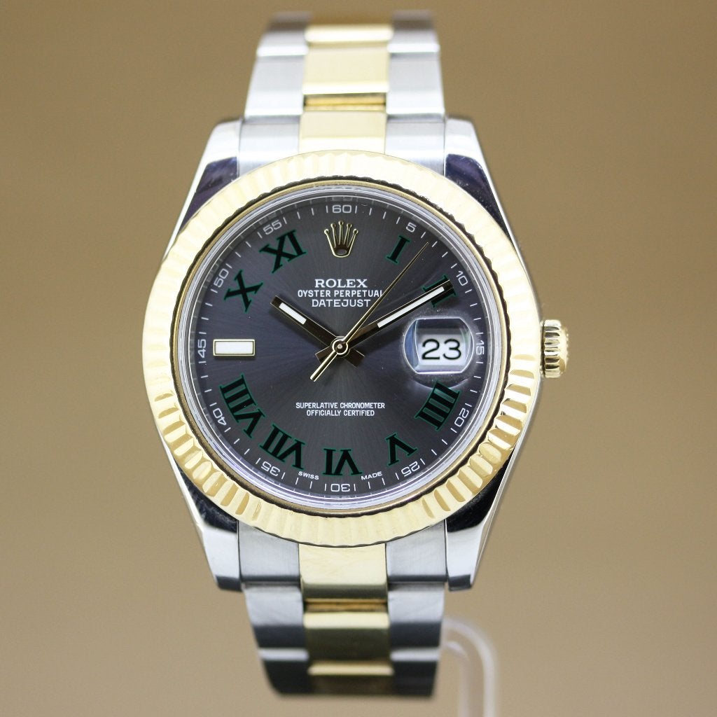 Rolex Datejust II 116333 Wimbledon Full Set, Staal, Gebruikt, Rolex, Polshorloge